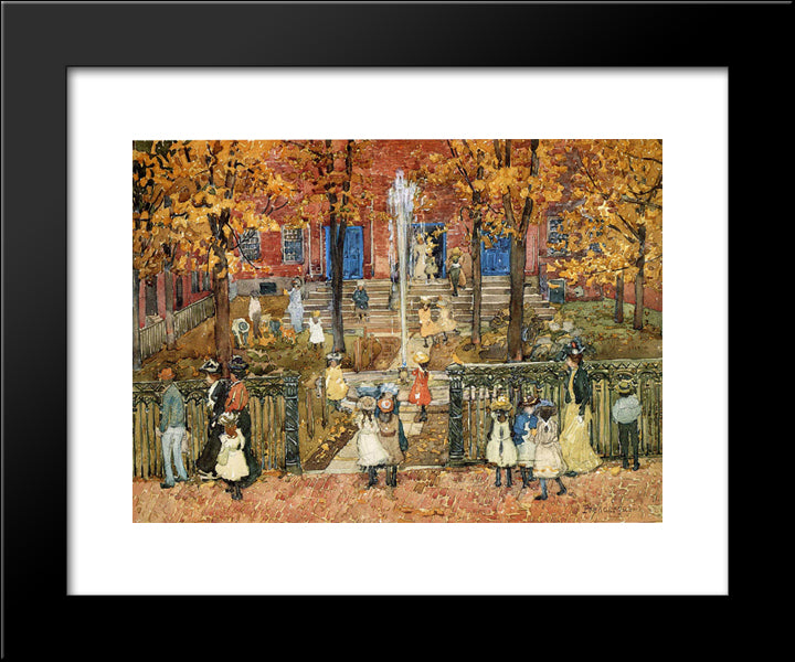 West Church, Boston (Also Known As Red School House, Boston Or West Church At Cambridge And Lynde Streets) 20x24 Black Modern Wood Framed Art Print Poster by Prendergast, Maurice