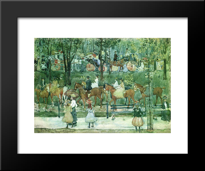 The Bridle Path, Central Park 20x24 Black Modern Wood Framed Art Print Poster by Prendergast, Maurice