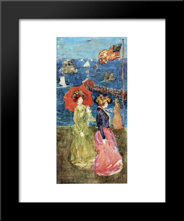 Figures Under The Flag 20x24 Black Modern Wood Framed Art Print Poster by Prendergast, Maurice