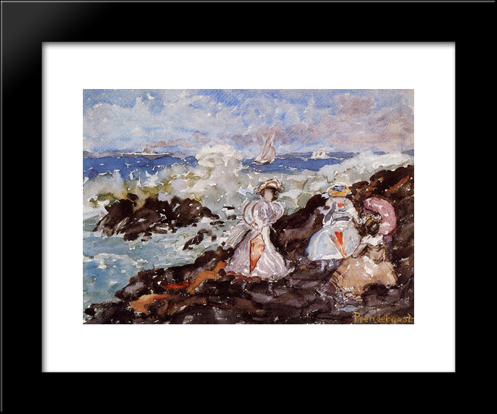 Surf, Cohasset 20x24 Black Modern Wood Framed Art Print Poster by Prendergast, Maurice