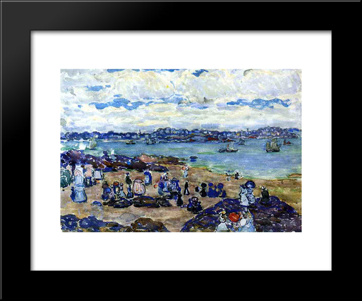 Figures On The Beach 20x24 Black Modern Wood Framed Art Print Poster by Prendergast, Maurice