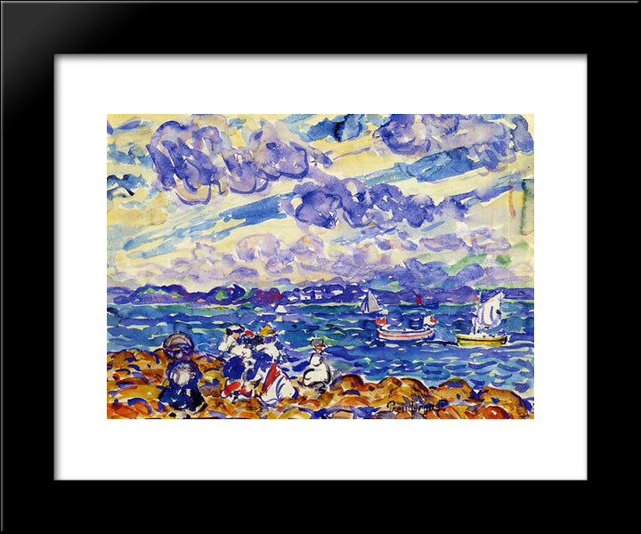 St. Malo 20x24 Black Modern Wood Framed Art Print Poster by Prendergast, Maurice