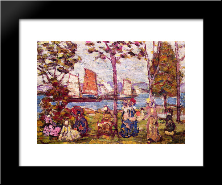 In The Park 20x24 Black Modern Wood Framed Art Print Poster by Prendergast, Maurice