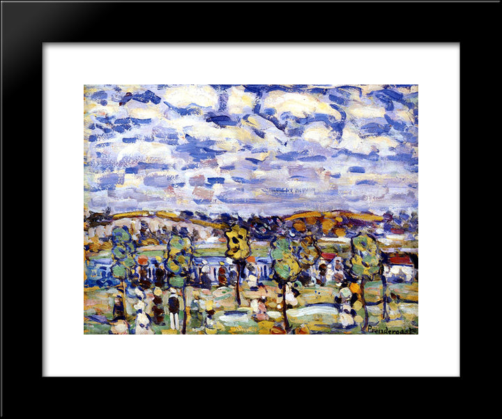 New England 20x24 Black Modern Wood Framed Art Print Poster by Prendergast, Maurice