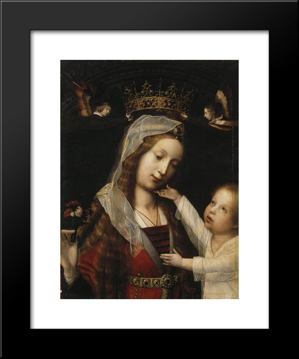 Virgin And Child 20x24 Black Modern Wood Framed Art Print Poster by Provoost, Jan