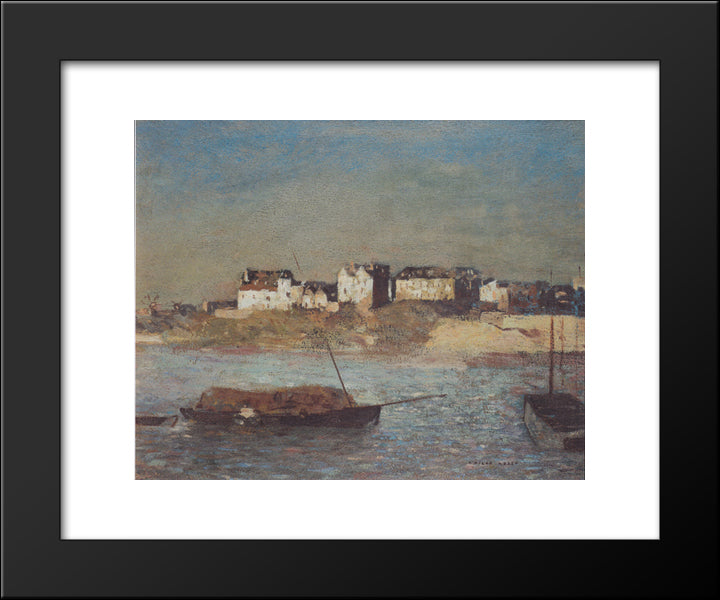 Breton Harbour 20x24 Black Modern Wood Framed Art Print Poster by Redon, Odilon