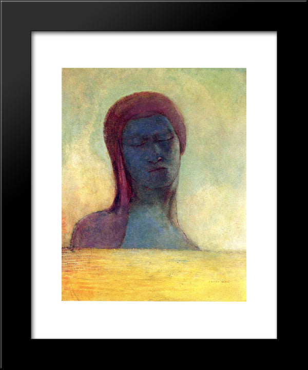 Closed Eyes 20x24 Black Modern Wood Framed Art Print Poster by Redon, Odilon