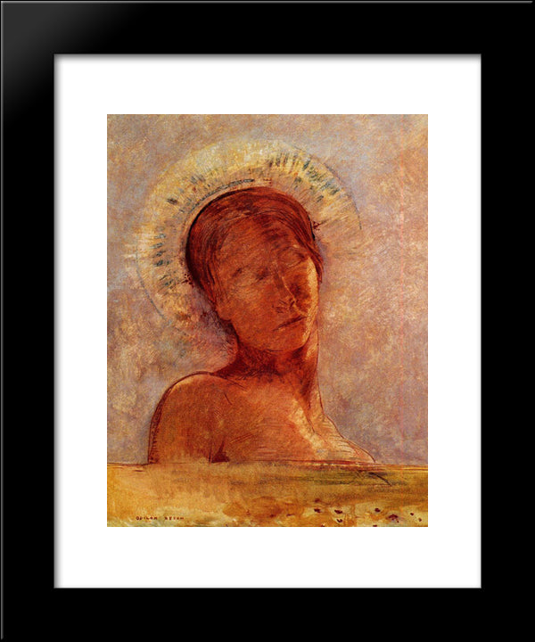 Closed Eyes 20x24 Black Modern Wood Framed Art Print Poster by Redon, Odilon