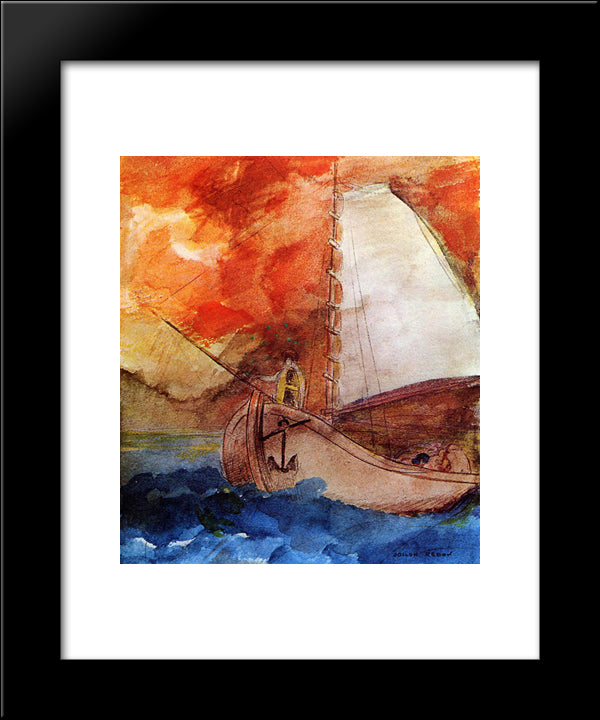 The Boat 20x24 Black Modern Wood Framed Art Print Poster by Redon, Odilon