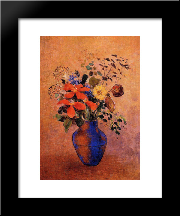 Vase Of Flowers 20x24 Black Modern Wood Framed Art Print Poster by Redon, Odilon