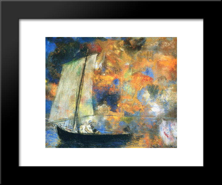 Flower Clouds 20x24 Black Modern Wood Framed Art Print Poster by Redon, Odilon