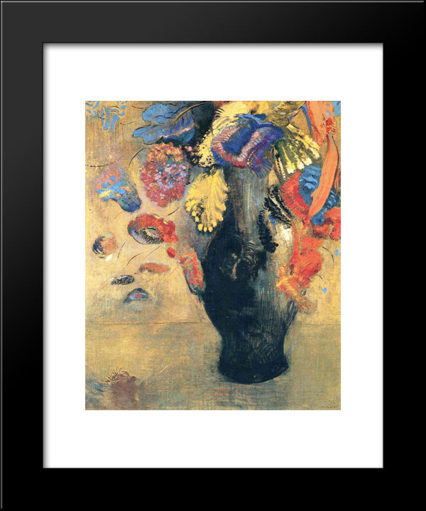 Flowers 20x24 Black Modern Wood Framed Art Print Poster by Redon, Odilon