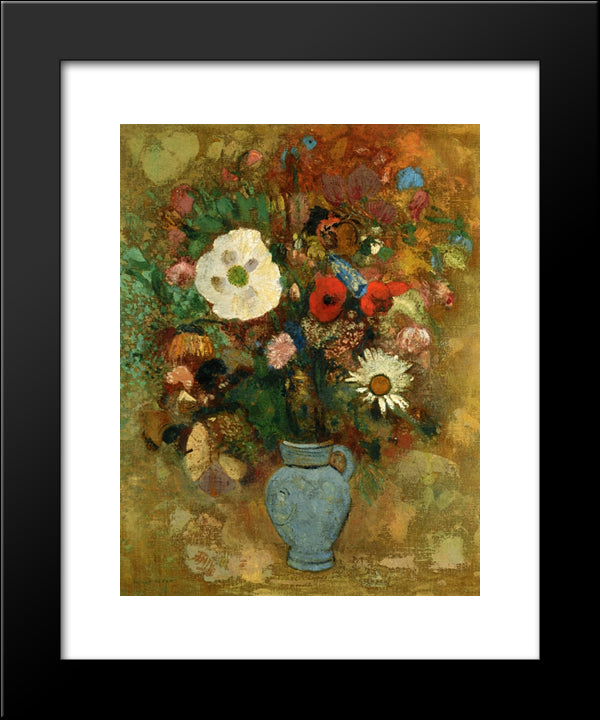 Bouquet Of Flowers 20x24 Black Modern Wood Framed Art Print Poster by Redon, Odilon