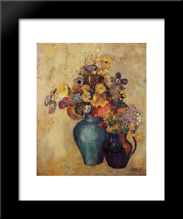 Flowers 20x24 Black Modern Wood Framed Art Print Poster by Redon, Odilon