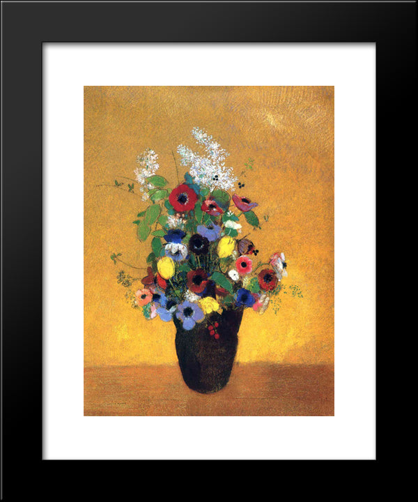 Flowers 20x24 Black Modern Wood Framed Art Print Poster by Redon, Odilon