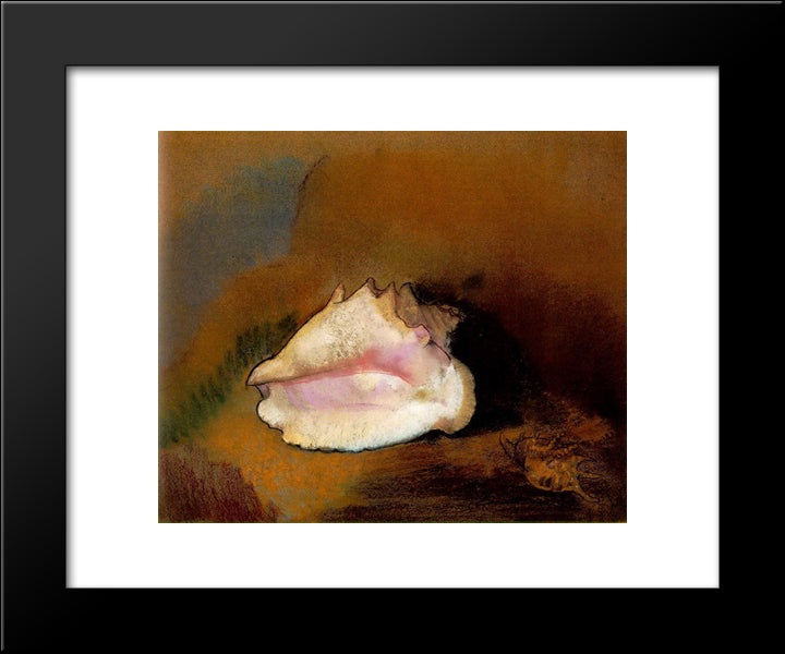 The Seashell 20x24 Black Modern Wood Framed Art Print Poster by Redon, Odilon
