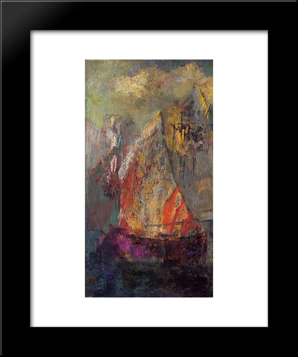A Boat 20x24 Black Modern Wood Framed Art Print Poster by Redon, Odilon