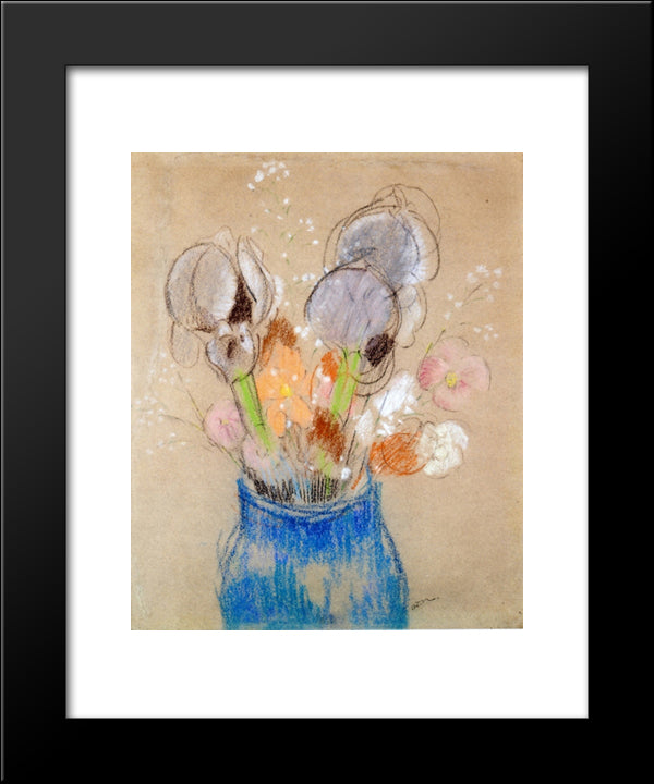 Bouquet Of Flowers 20x24 Black Modern Wood Framed Art Print Poster by Redon, Odilon