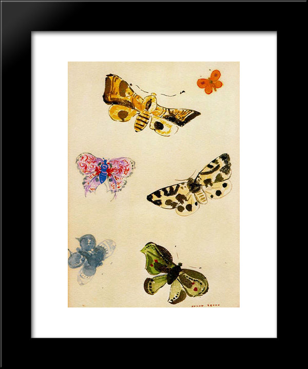 Butterflies 20x24 Black Modern Wood Framed Art Print Poster by Redon, Odilon