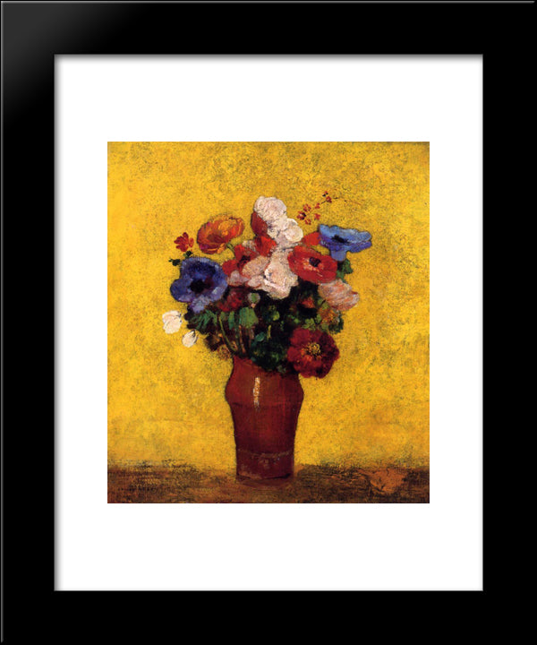 Flowers 20x24 Black Modern Wood Framed Art Print Poster by Redon, Odilon