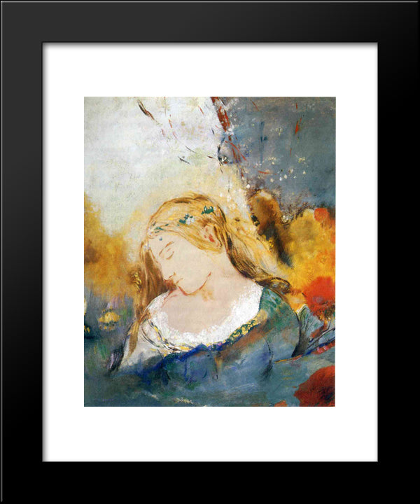 Ophelia 20x24 Black Modern Wood Framed Art Print Poster by Redon, Odilon