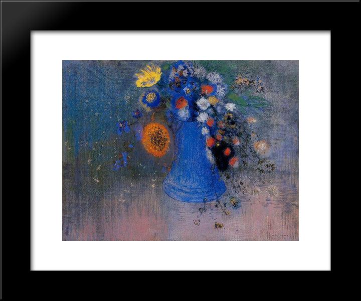 Vase Of Flowers 20x24 Black Modern Wood Framed Art Print Poster by Redon, Odilon