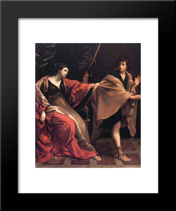 Joseph And Potiphar'S Wife 20x24 Black Modern Wood Framed Art Print Poster by Reni, Guido