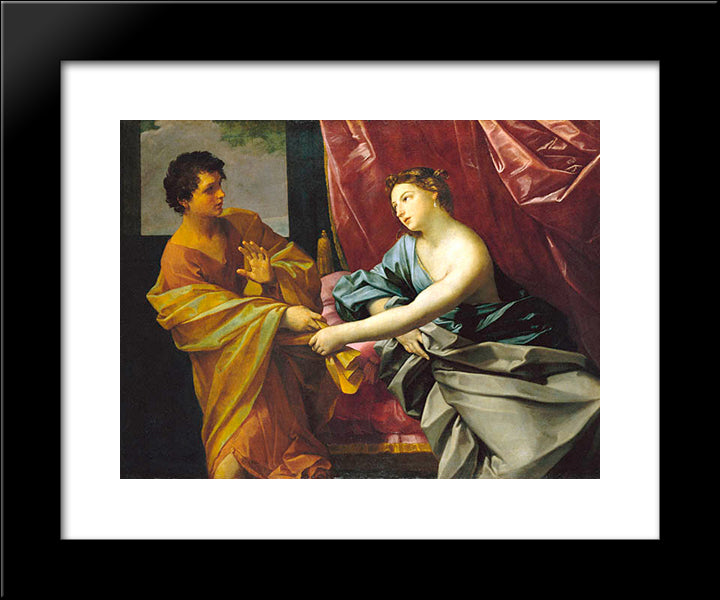 Joseph And Potiphar'S Wife 20x24 Black Modern Wood Framed Art Print Poster by Reni, Guido