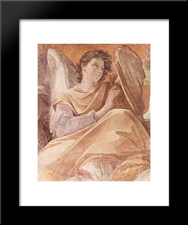 The Queen Of Heaven And Angels Pla (Frescoes In The Palazzo Quirinale, Cappella Dell'Annunciata, Vault Fresco Scene) 20x24 Black Modern Wood Framed Art Print Poster by Reni, Guido