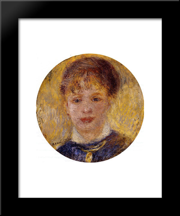 Woman`S Head 20x24 Black Modern Wood Framed Art Print Poster by Renoir, Pierre Auguste