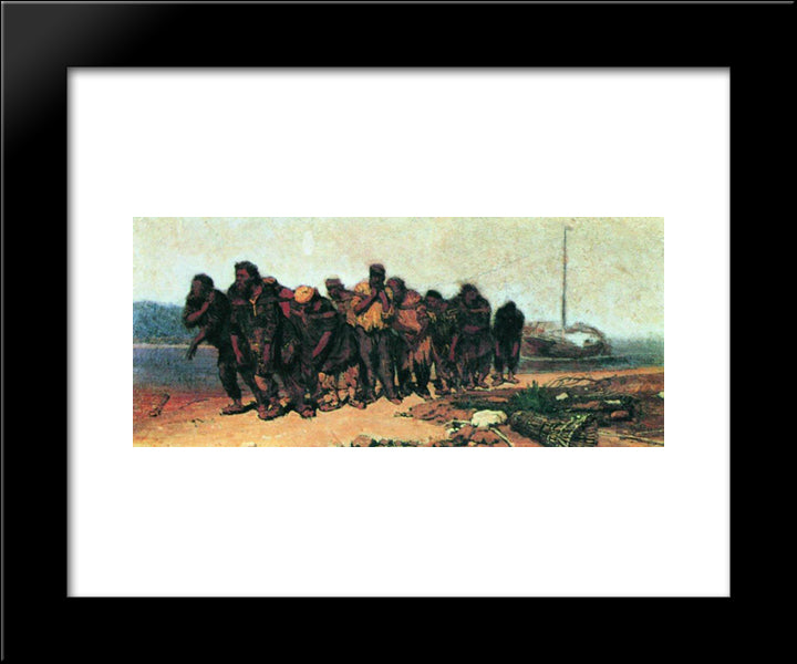 Barge Haulers On The Volga 20x24 Black Modern Wood Framed Art Print Poster by Repin, Ilya