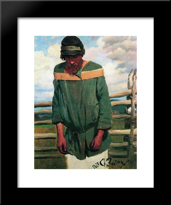 Burlak 20x24 Black Modern Wood Framed Art Print Poster by Repin, Ilya