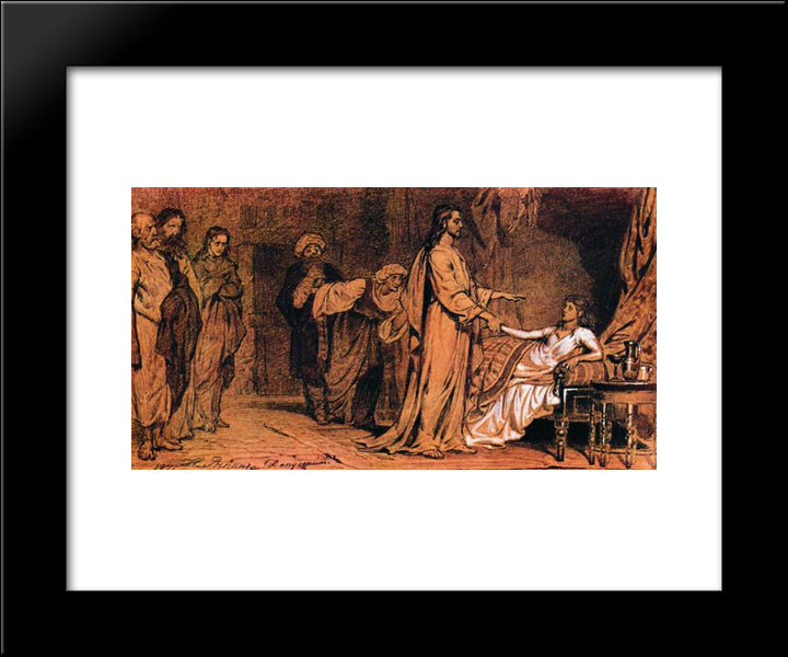 Raising Of Jairus Daughter 20x24 Black Modern Wood Framed Art Print Poster by Repin, Ilya