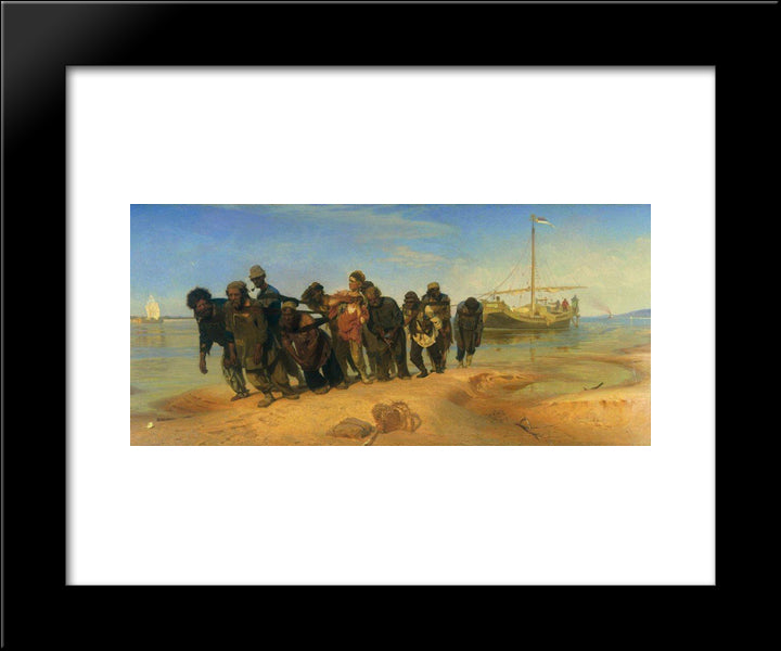 Barge Haulers On The Volga 20x24 Black Modern Wood Framed Art Print Poster by Repin, Ilya