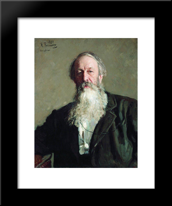 Portrait Of The Art Critic Vladimir Stasov 20x24 Black Modern Wood Framed Art Print Poster by Repin, Ilya