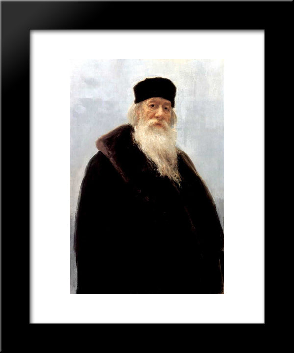 Portrait Of The Art Critic Vladimir Stasov 20x24 Black Modern Wood Framed Art Print Poster by Repin, Ilya