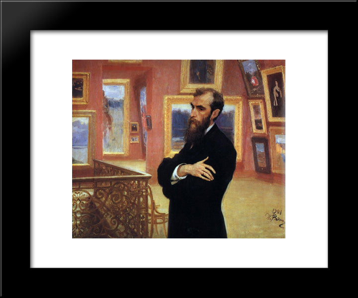 Portrait Of Pavel Tretyakov, Founder Of The Tretyakov Gallery 20x24 Black Modern Wood Framed Art Print Poster by Repin, Ilya