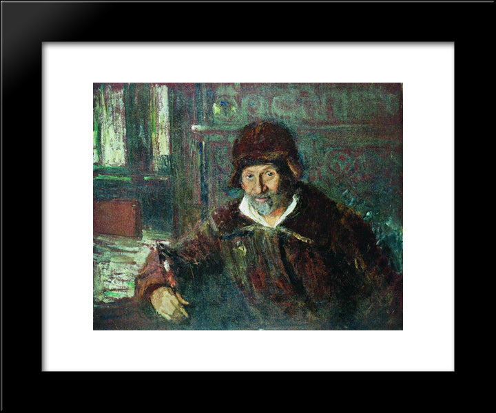 Self Portrait 20x24 Black Modern Wood Framed Art Print Poster by Repin, Ilya