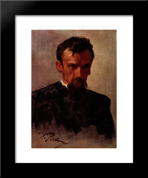 Head Of A Man 20x24 Black Modern Wood Framed Art Print Poster by Repin, Ilya