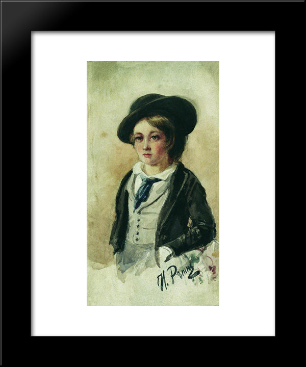 Portrait Of A Boy 20x24 Black Modern Wood Framed Art Print Poster by Repin, Ilya