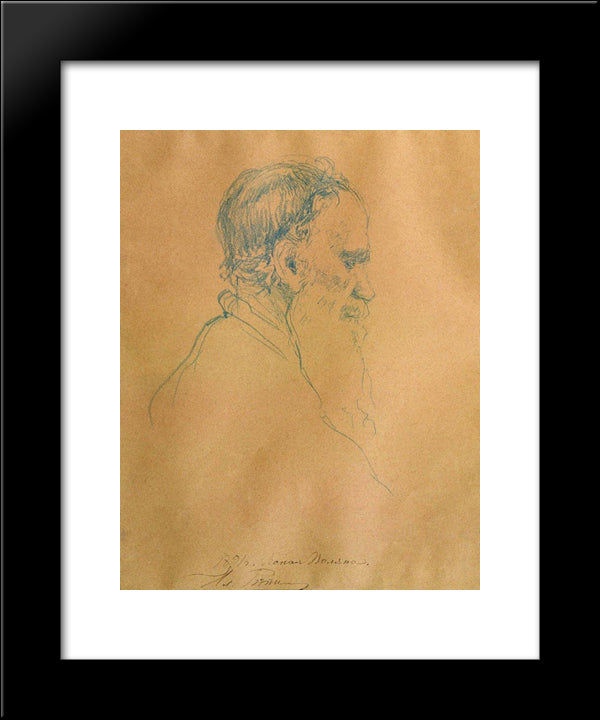 Portrait Of Leo Tolstoy 20x24 Black Modern Wood Framed Art Print Poster by Repin, Ilya