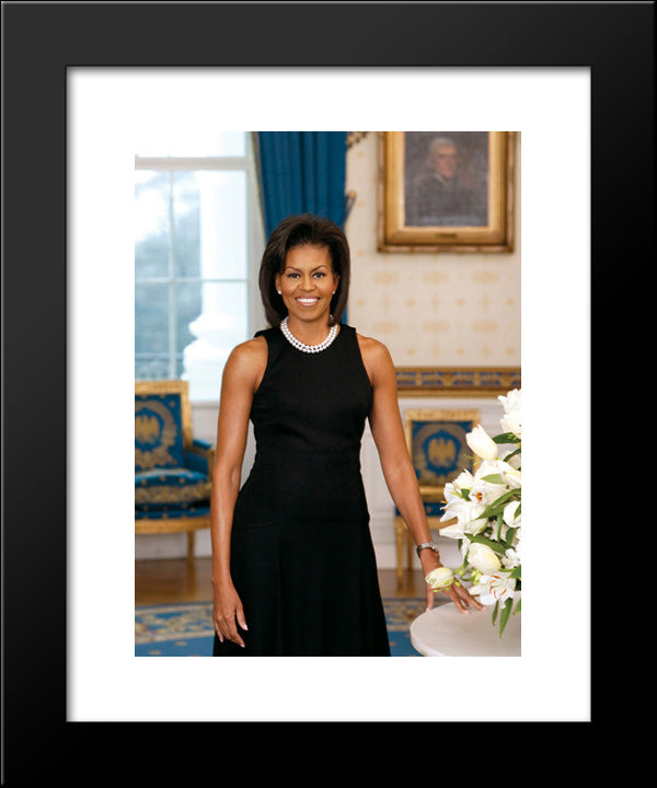 First Lady Michelle Obama Official Portrait 20x24 Black Modern Wood Framed Art Print Poster by Library of Congress
