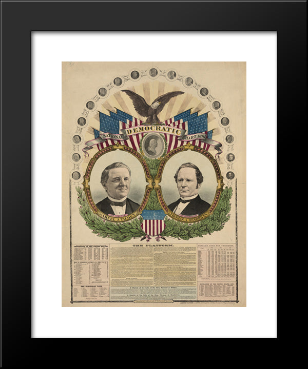 National Democratic Chart, 1876--For President, Samuel J. Tilden, For Vice President, Thomas A. Hendricks 20x24 Black Modern Wood Framed Art Print Poster by Library of Congress