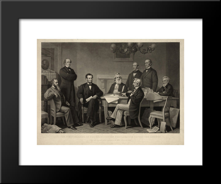 The First Reading Of The Emancipation Proclamation Before The Cabinet 20x24 Black Modern Wood Framed Art Print Poster by Library of Congress