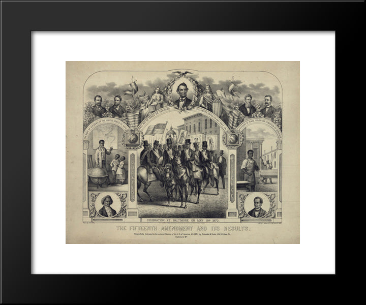 The Fifteenth Amendment And Its Results 20x24 Black Modern Wood Framed Art Print Poster by Library of Congress
