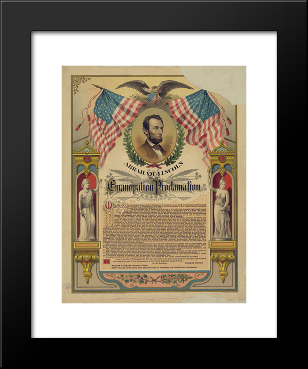 Abraham Lincoln And His Emancipation Proclamation 20x24 Black Modern Wood Framed Art Print Poster by Library of Congress