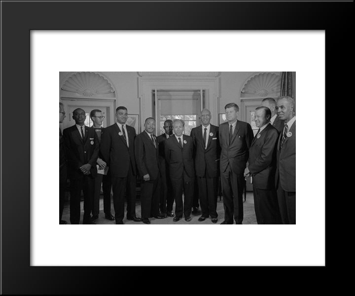 Civil Rights Leaders Meet With President John F. Kennedy In The Oval Office Of The White House After The March On Washington, D.C. 20x24 Black Modern Wood Framed Art Print Poster by Library of Congress