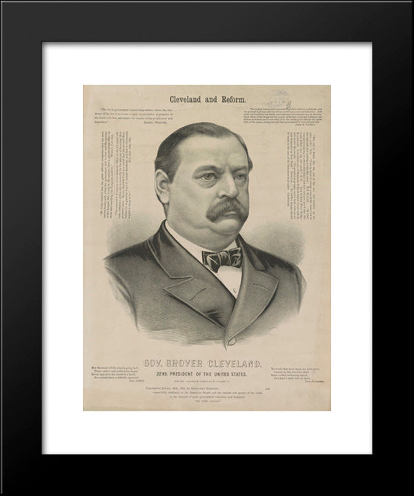 Gov. Grover Cleveland, 22Nd President Of The United States - Cleveland And Reform 20x24 Black Modern Wood Framed Art Print Poster by Library of Congress