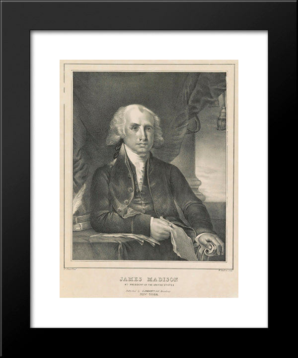 James Madison, 4Th President Of The United States 20x24 Black Modern Wood Framed Art Print Poster by Library of Congress