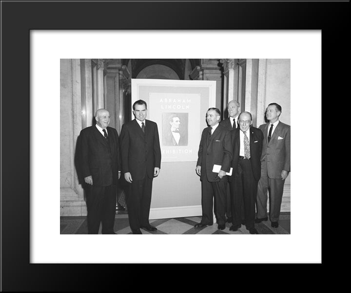 Nixon At Lincoln Exhibition 20x24 Black Modern Wood Framed Art Print Poster by Library of Congress